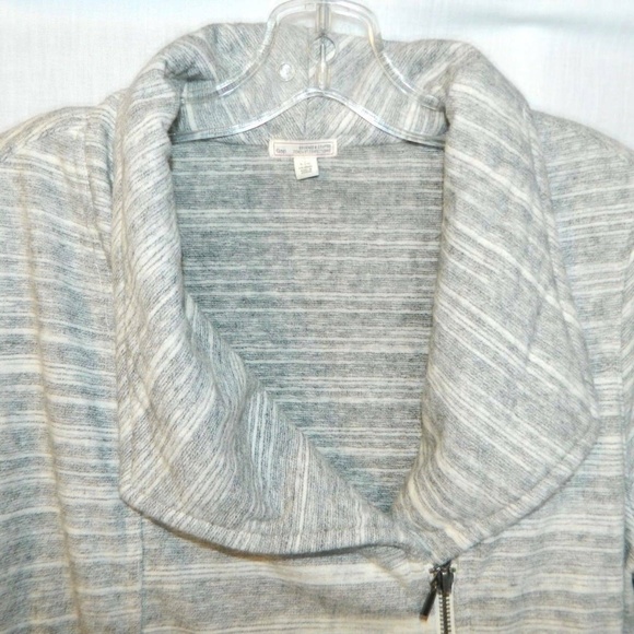 Gap Large Grey White Terry Moto  Jacket Striped - Picture 3 of 6